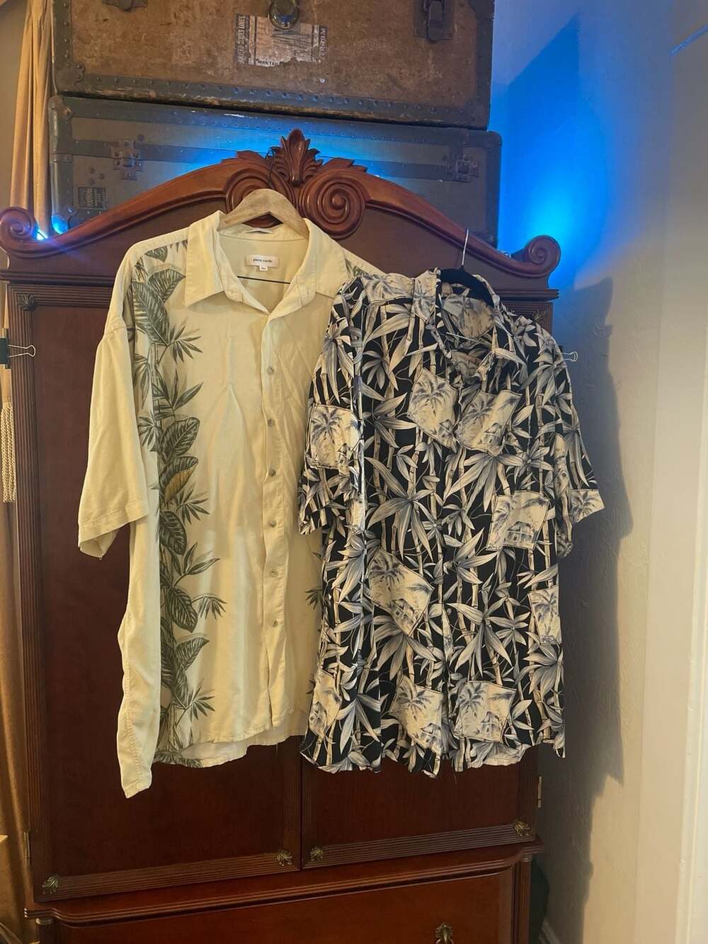 Lot of 2 Men's 2XLT Tropical Rayon Short Sleeve Shirts: Pierre Cardin & Half Moo